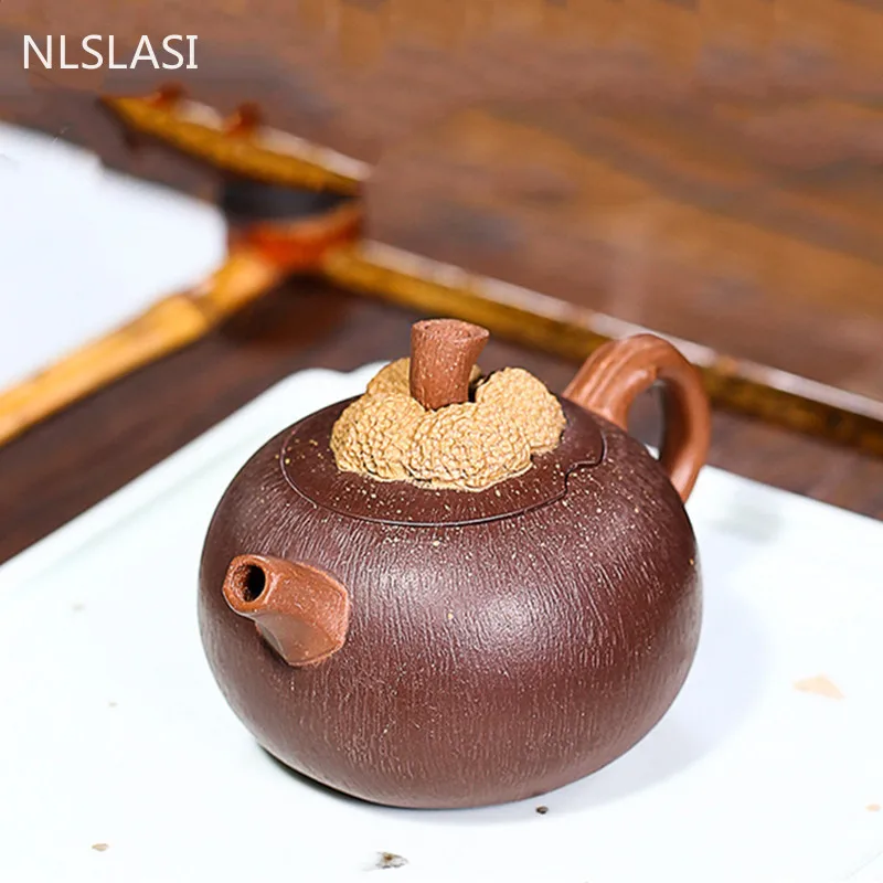 Authentic Yixing Tea Pot Purple Clay Mangosteen Shape Teapot Handmade Raw ore Beauty Kettle Chinese Tea Ceremony Customized