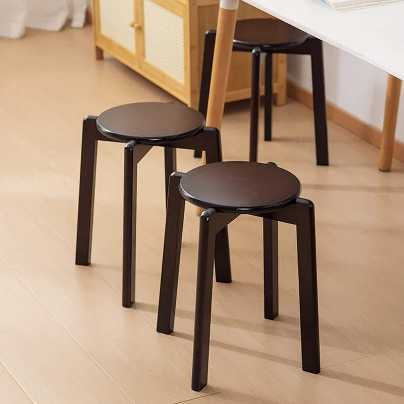 

Design Stool Aesthetic Room Chairs Luxury Wood Dining Fabric Wooden Chair Small Banquet Round Taburete Plegables Furniture