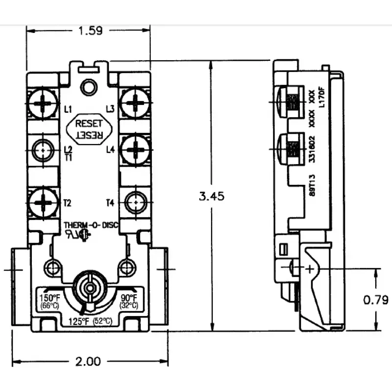 

Suitable for Smith Air Energy Electric Water Heater Thermostat Temperature Control Switch 4 screws