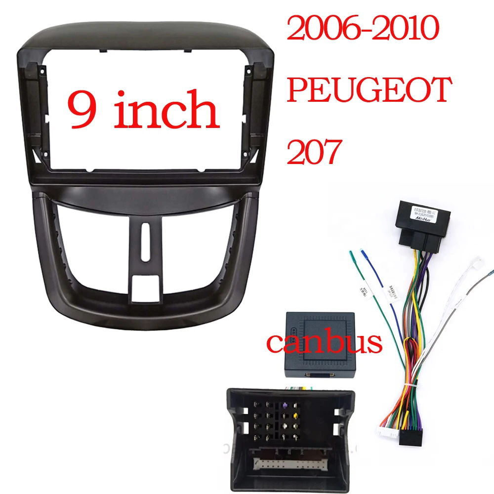 

9 Inch Car Fascia Audio Fitting Adaptor Navigation Panel Kits Car DVD Frame Dashboard for PEUGEOT 207 2002-2010