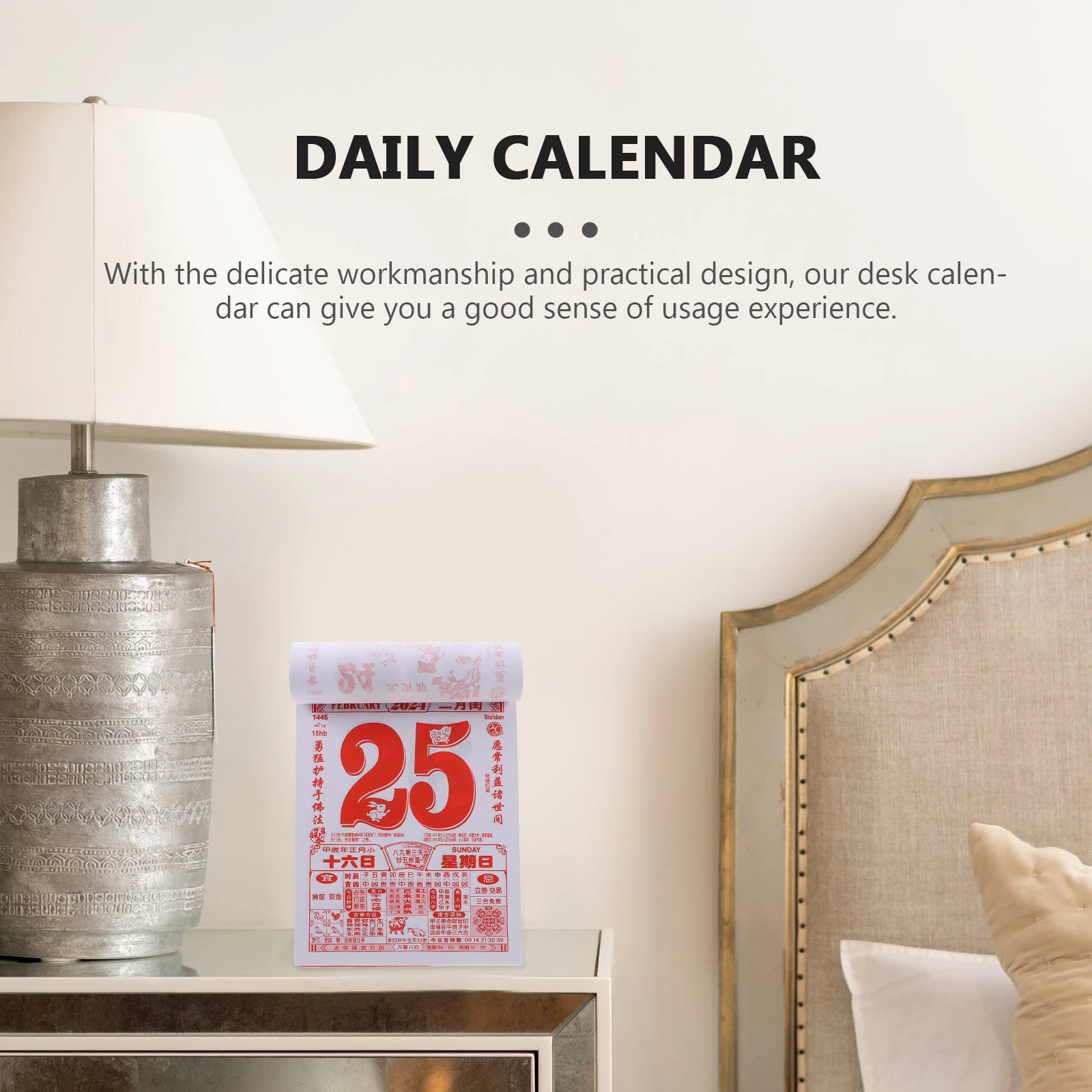 

Sturdy Mini Desk Calendar Desktop Daily Use Household Office Paper Decorative Standing Lunar Calendar for Teachers Workers