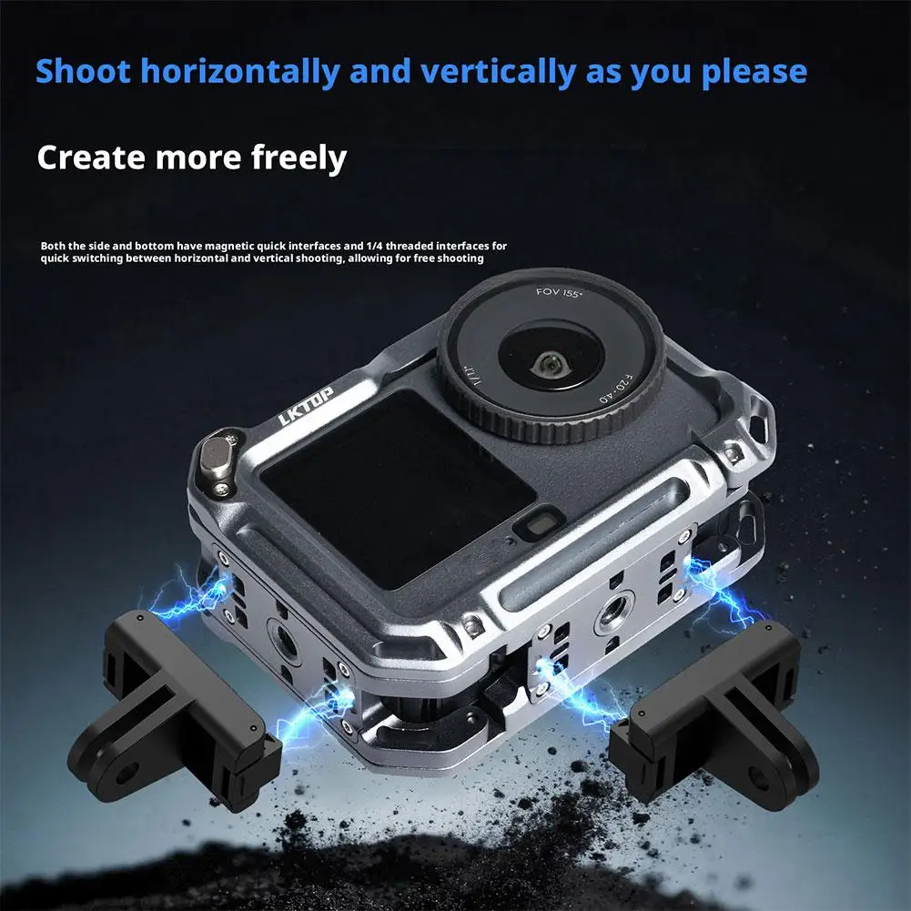 

For Osmo Action 6 Metal Cage Protective Case With 1/4" Screw Holes Cold Shoe Expansion Mounts Frame for dji Action 6 C9C0