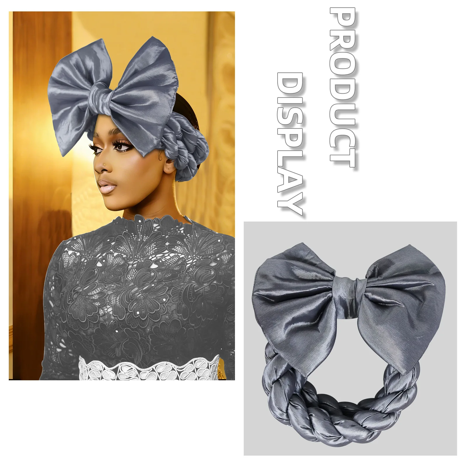 Gorro turbante con lazo grande para mujer, diadema, turbantes, accesorio para la cabeza de mujer africana, Auto Gele de Nigeria, pañuelo para la cabeza, sombrero, accesorio para la cabeza