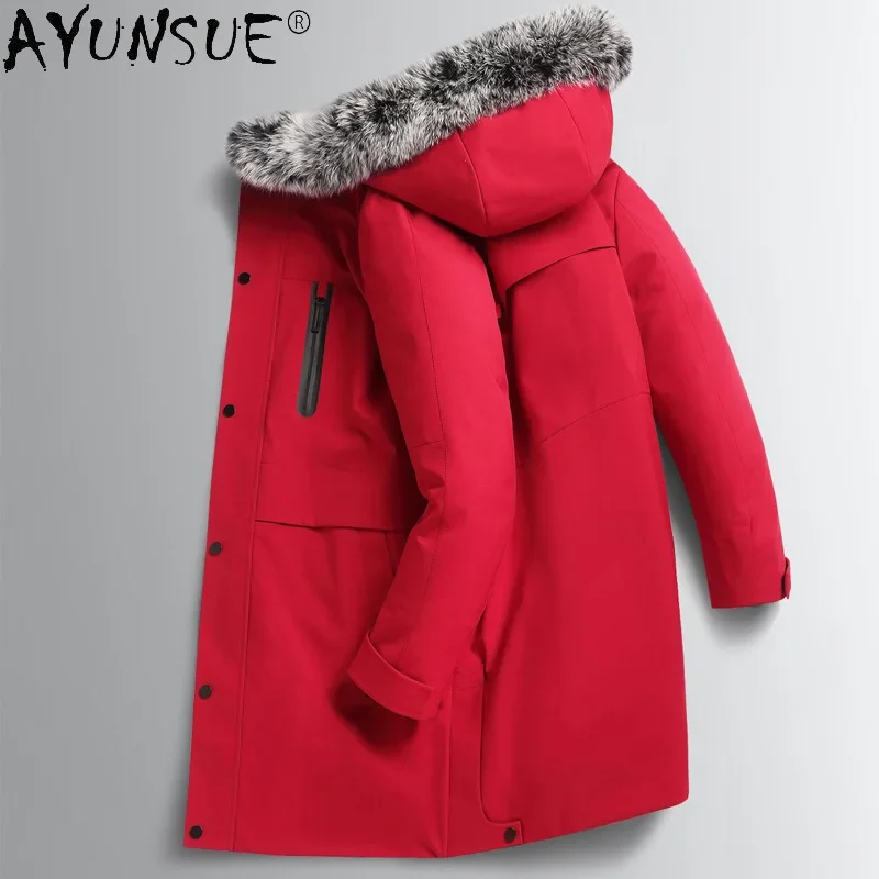 AYUNSUE Men's Jackets Winter Down Jacket Hooded Clothing Thick Clothes Real Fox Fur Collar Coat Warm Parkas Ropa Hombre LXR459