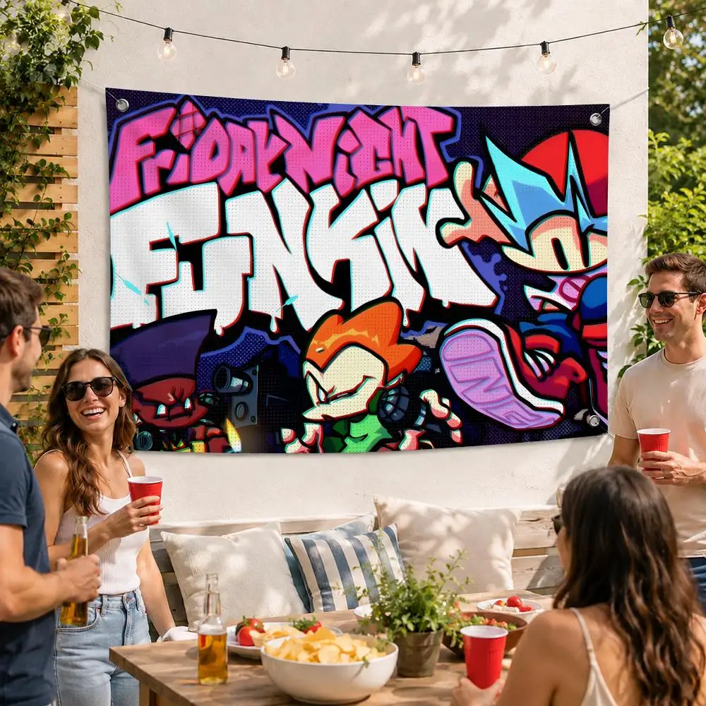 Friday Night Funkin Game Flags Soft Durable Tapestry Skin-friendly For Outdoor Party Home Living Room Bar Bedroom Decoration