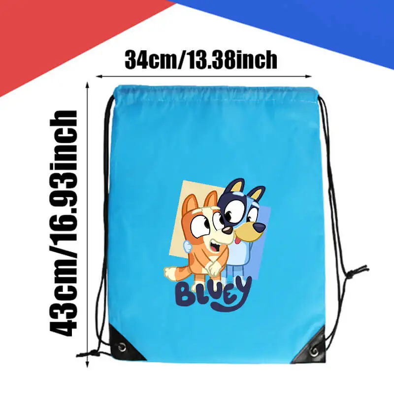 Tas Ransel Seri Blueyi dengan Tali Serut, Motif Kartun Bingo, Cocok untuk Berenang, Bersepeda, Berlari, Tas Olahraga, Motif Anjing Lucu, Tas Penyimpanan Portabel, Hadiah Ulang Tahun