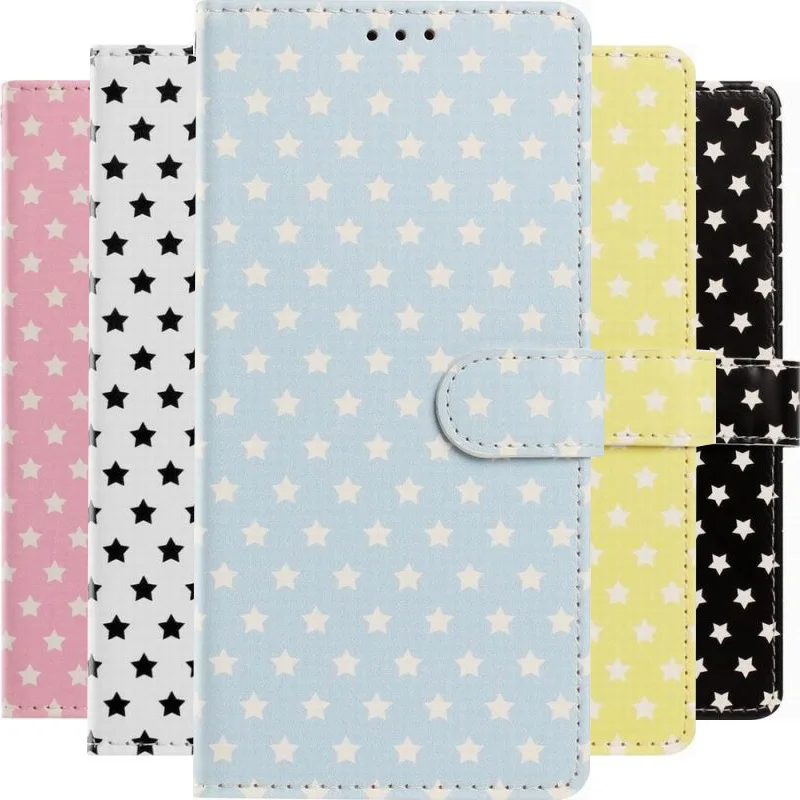 Cute Stars Case For Samsung Galaxy S6Edge S7 S20 FE S10E S10 S9 S8 Note 8 9 20 Ultra 10 Plus Xcover 7 Pro Cash Wallet Slot Cover