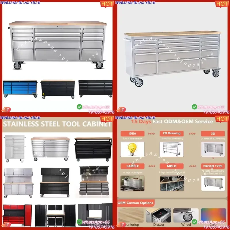 2026Hot European Style Workshop Storage 72inch Antirust Workbench with Storage Easy to Clean and Hygienic Stainless Steel