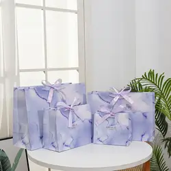 Multi-size Marble Printing Gift Bag Creative Marble Pattern Blue Purple Packaging Handbag High-quality Luxury Shopping Bag