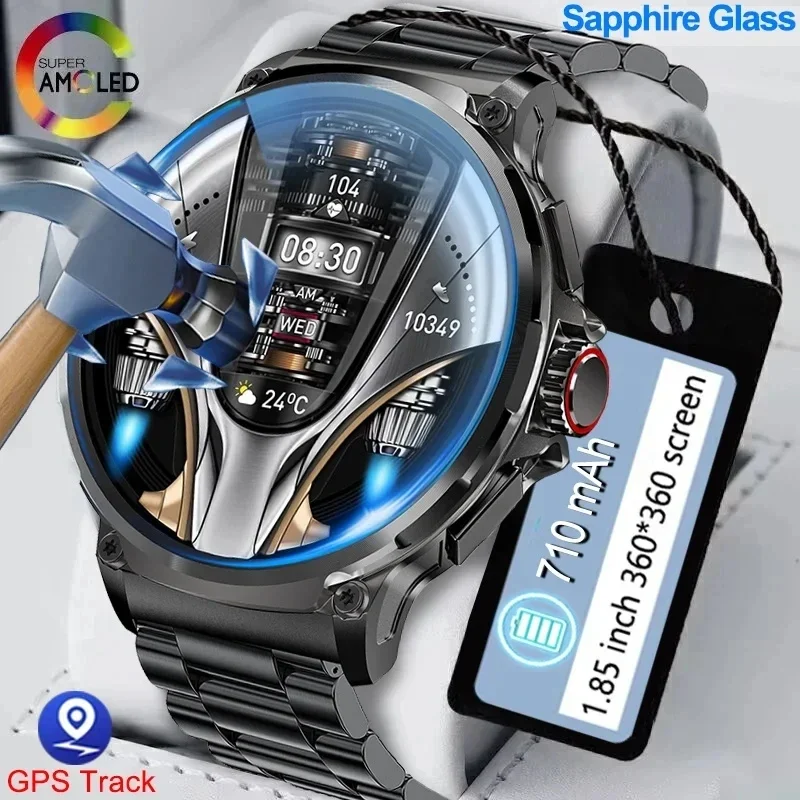 

2025 New GPS Track Waterproof Sports Smart Watch Men 1.85'' Ultra Sapphire Glass 710 Mah BT Call Smartwatches