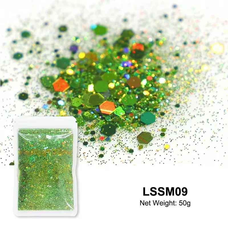 Ausverkauf! MagiBling 50 g holografischer grober Glitzer, gemischte Größen, Pailletten, Laserflocken, Staubpulver, Nagelkunst-Dekorationen, DIY-Kunsthandwerk – Detail 5