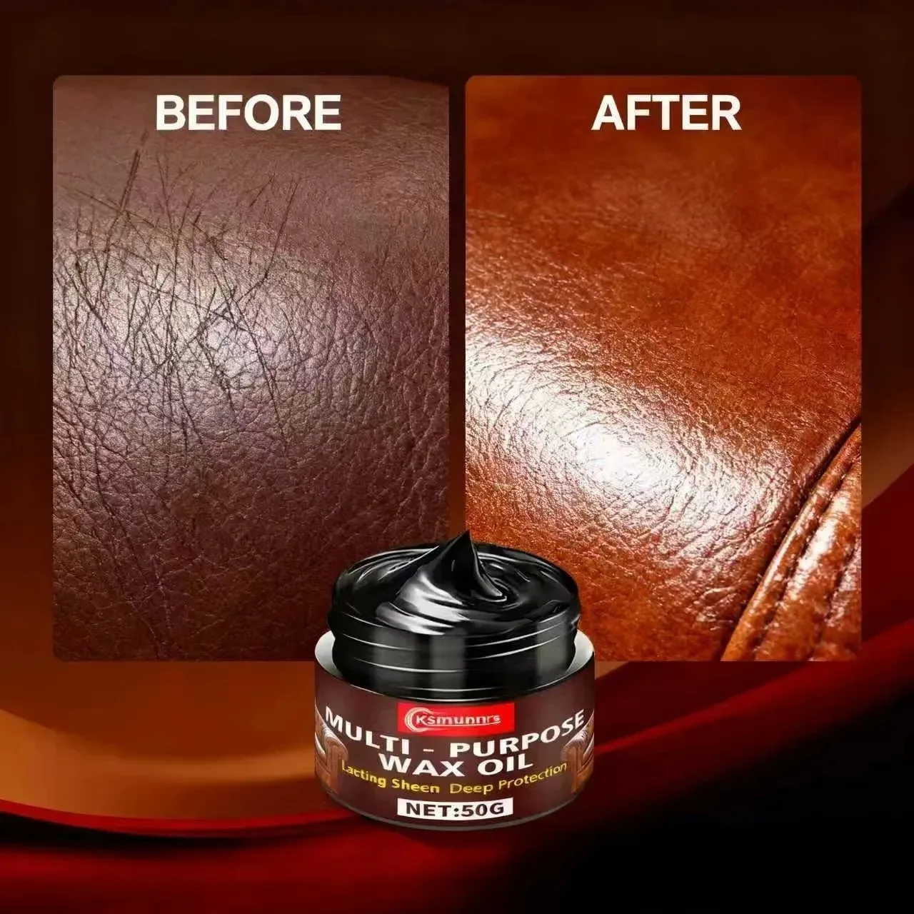 Leather Restoration Cream Shine Enhancer and Protector for Car Seats Sofas Shoes and Handbags