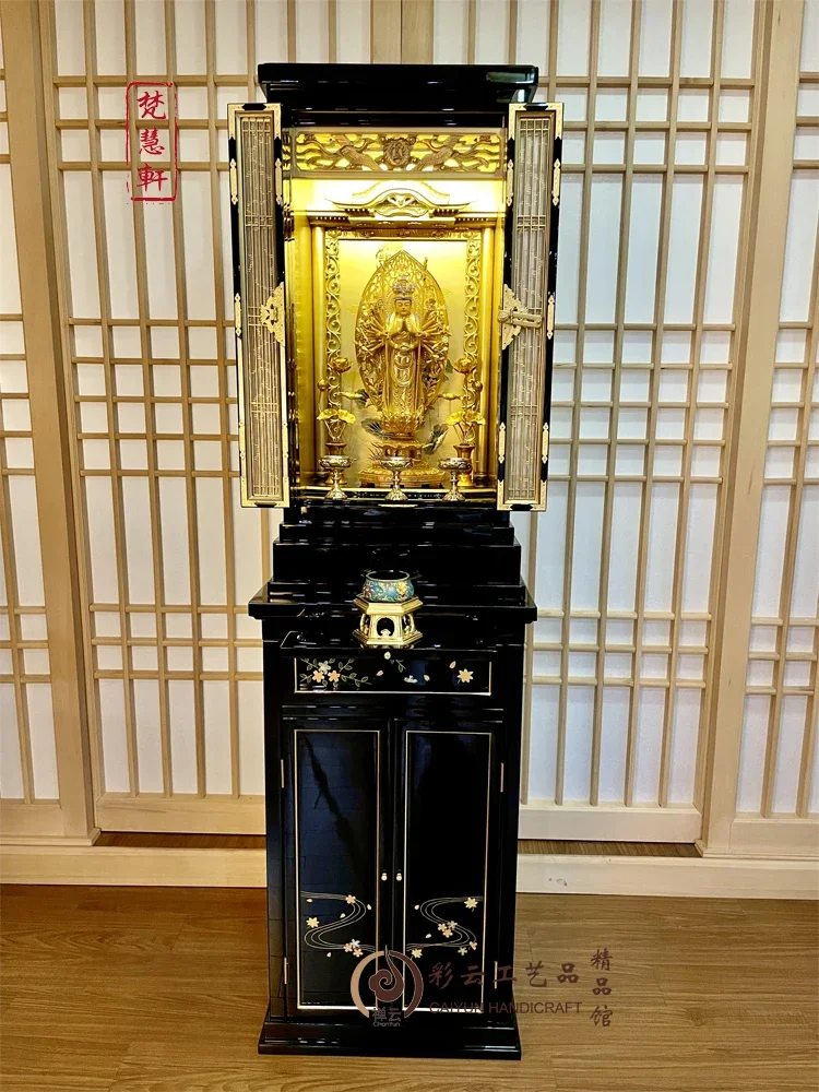 CX solid wood Buddhist shrine for Taiwan household economical vertical cabinet wealth shrine Tibetan god cabinet
