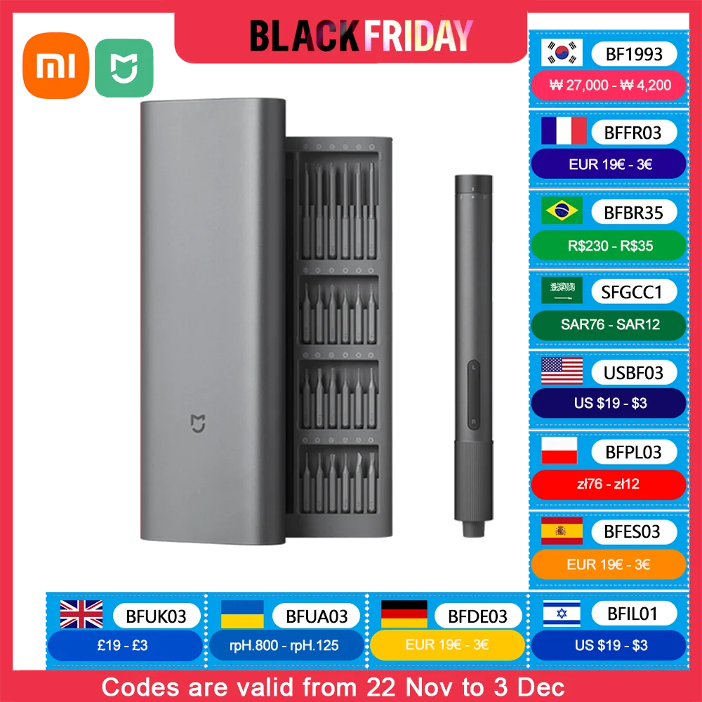 Набор электрических прецизионных отверток Xiaomi Mijia Type-C, перезаряжаемые инструменты для ремонта, магнитные стальные биты, 2-ступенчатый крутящий момент, винт 400+