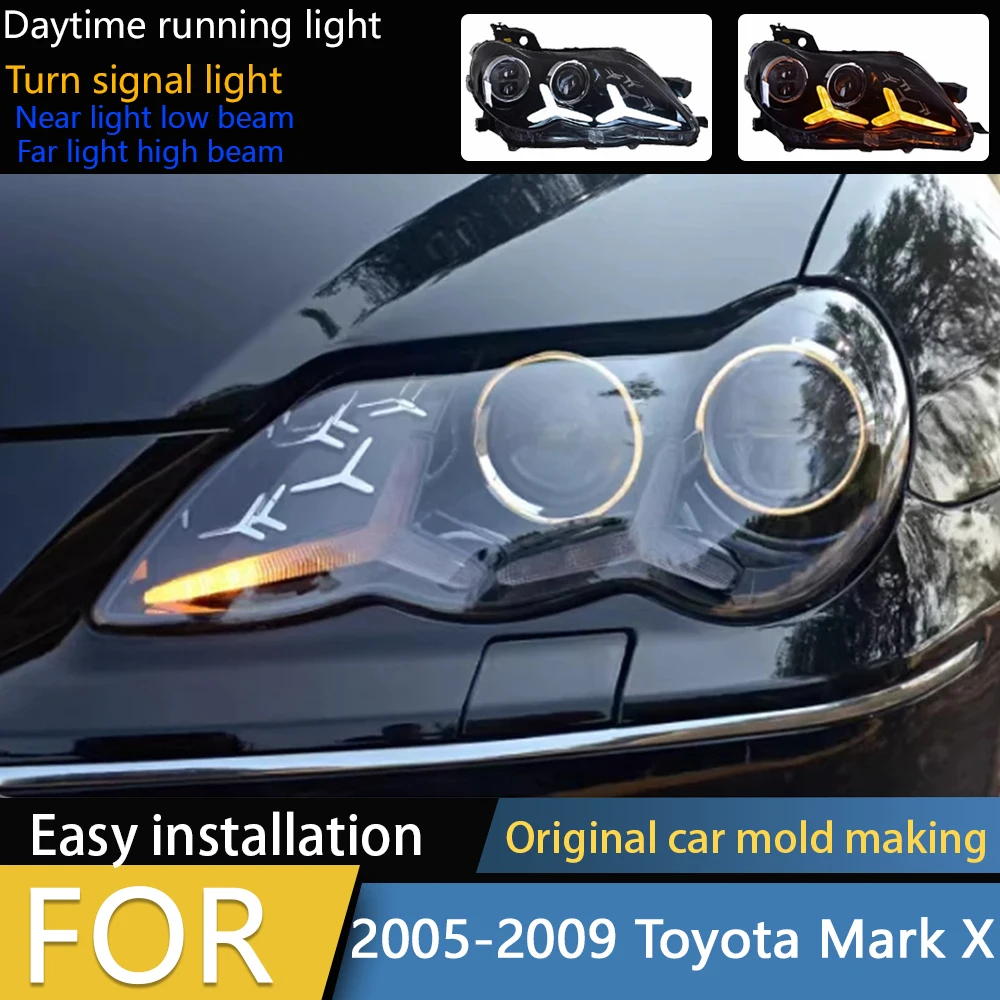 

Car Styling for Toyota Mark X LED Headlight 205-2009 Headlights Reiz DRL Turn Signal High Beam Angel Eye Auto Accessories