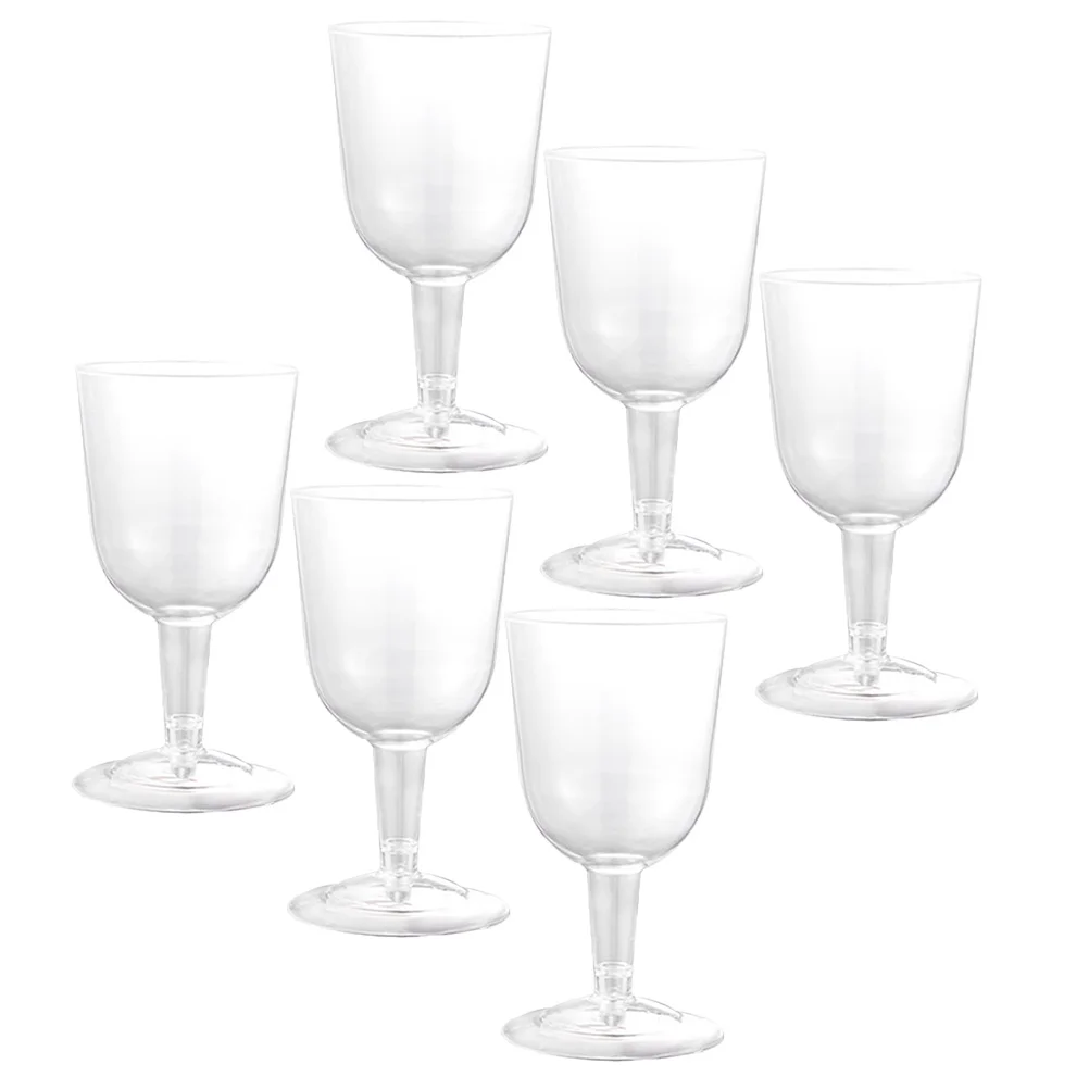 

6 шт., набор бокалов для красного вина, 160 мл, прозрачная съемная основа, элегантные вечерние чашки для свадьбы, коктейля, десерта, универсальный многоразовый пластик