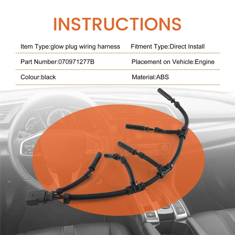 

A77Q-4Pcs Engine Glow Plug Bridge Wiring Harness 070971277B For VW Transporter 2003-2010 2.5 TDI 07Z971277A,074972095B
