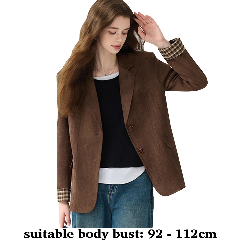 

High quality women slim blazer notched collar pocket jacket autumn winter 2025 elegant office clothes black brown beige