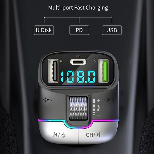 Imagen 2 del producto Xiaomi-transmisor FM Bluetooth 5,4, modulador de Radio auxiliar manos libres para coche, reproductor MP3 con adaptador de carga rápida, accesorios para automóvil