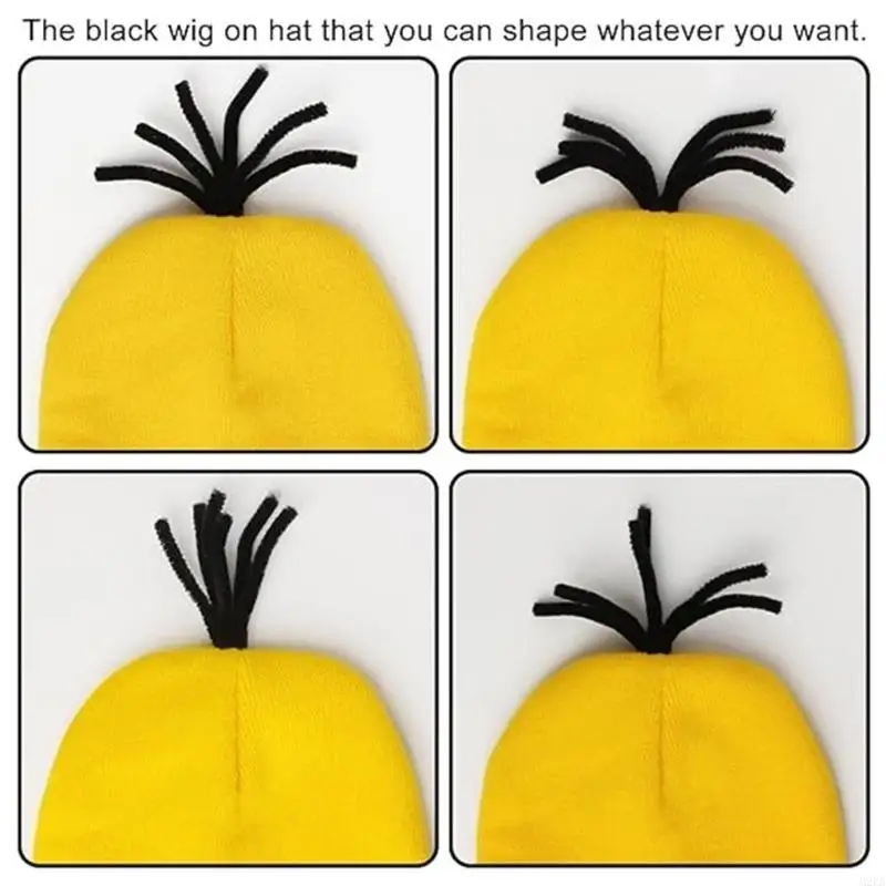 2026 New 6pcs Yellow Knitted Hat Winter Cap for Family Party Gathering Indoor Activity