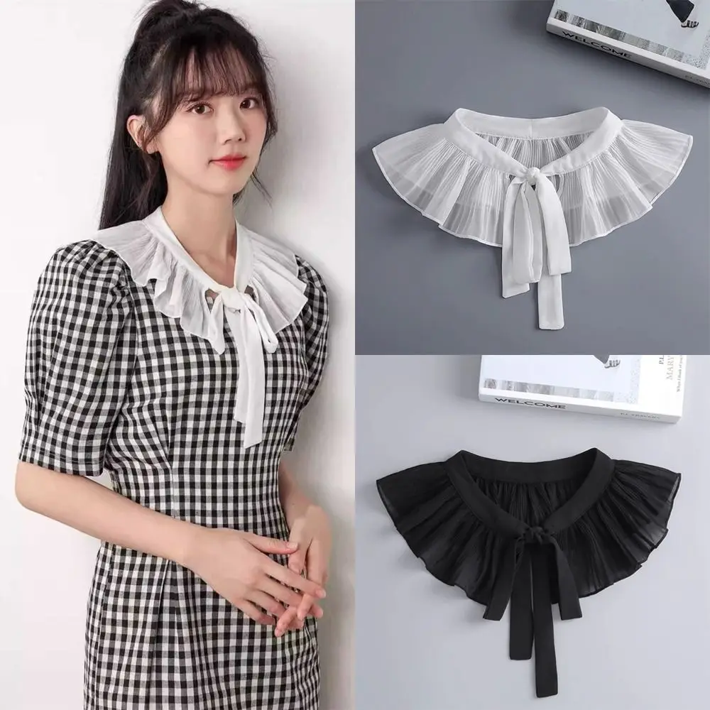 Fashion Removable Lace Frill False Collar Laced up Versatile Fake Collar Shoulder Wraps Cape Dress Shirt Decoration