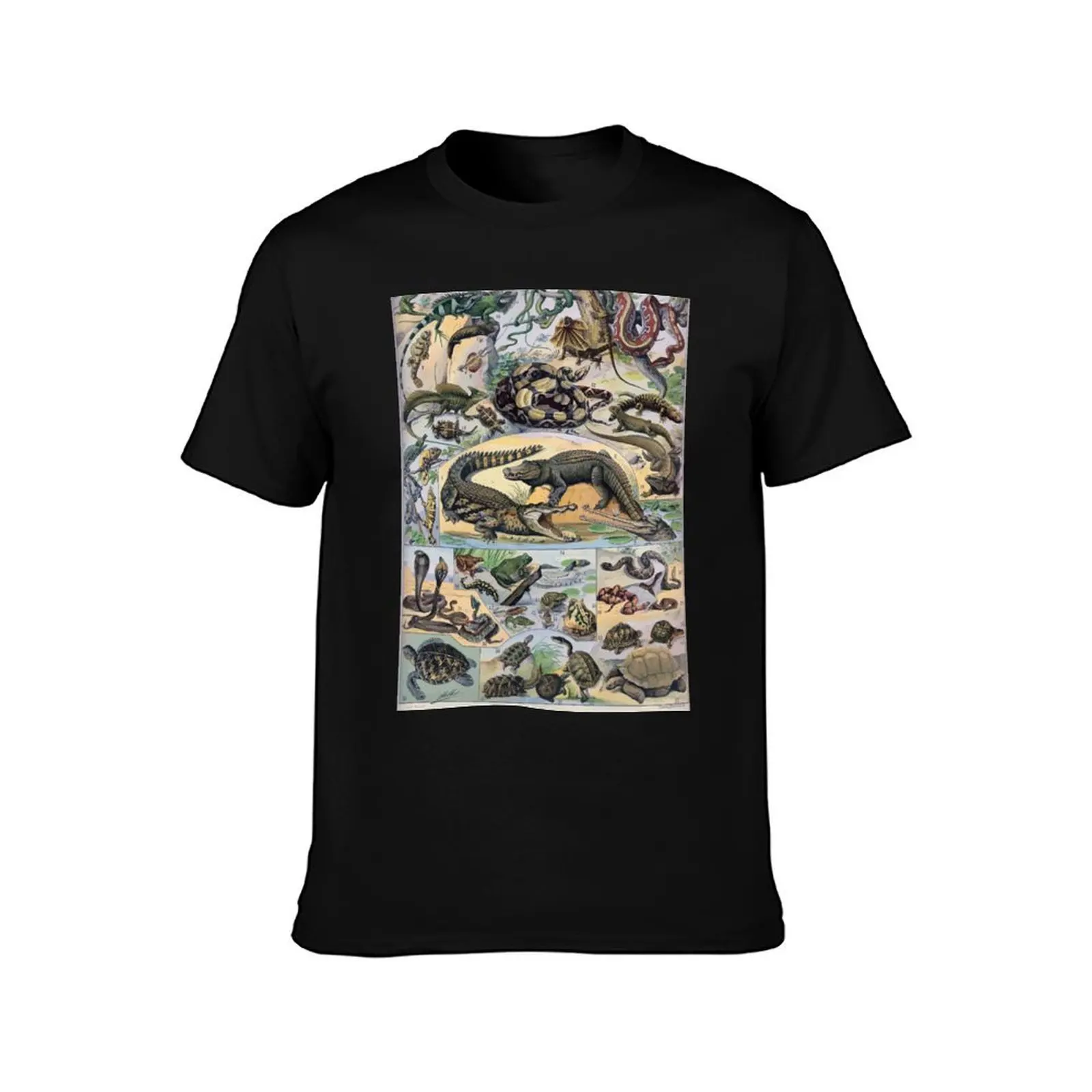 Adolphe Millot Reptile T-Shirt Summer Casual Cotton Tee Oversized Streetwear Tops Vintage Graphic Print Unisex Men Women