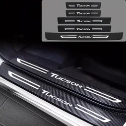 Carbon Fiber Car Front Rear Door Threshold Stickers for HYUNDAI TUCSON Trunk Sill Protect Strip Durable Decals Accessories