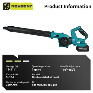 NEWBENY مروحة كهربائية لاسلكية 270 درجة تعديل الدوران 3 تروس أوراق فراغ أدوات تنظيف الثلج للغبار لبطارية ماكيتا 18 فولت أفضل 8 مبيعات محراث الثلج - رقم 6