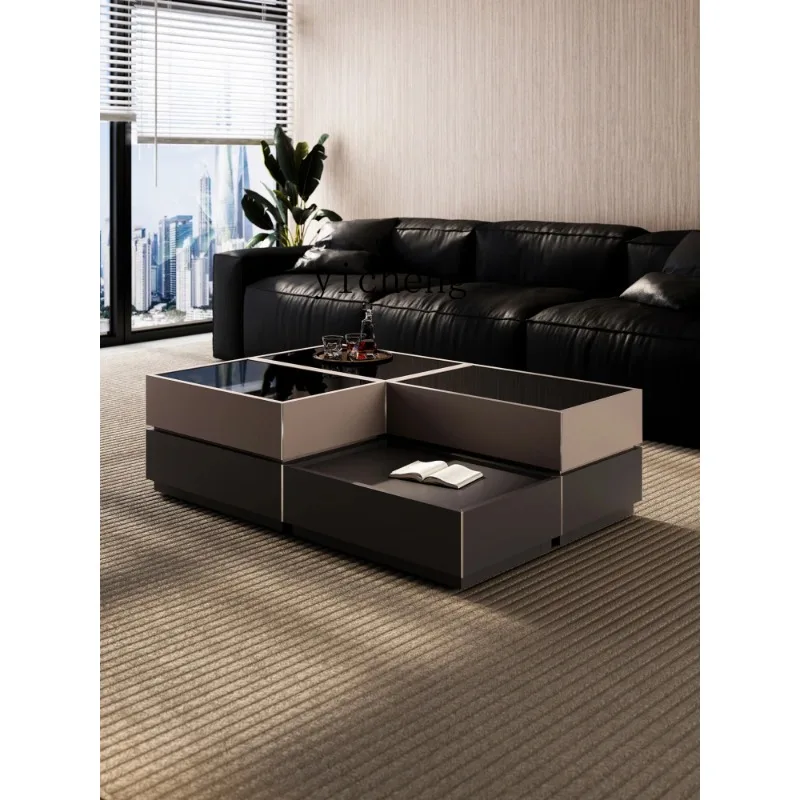 CZ-2 Multi-functional Combination Coffee Table Light Luxury High-end Sense Home Solid Wood Building Block Tea Table