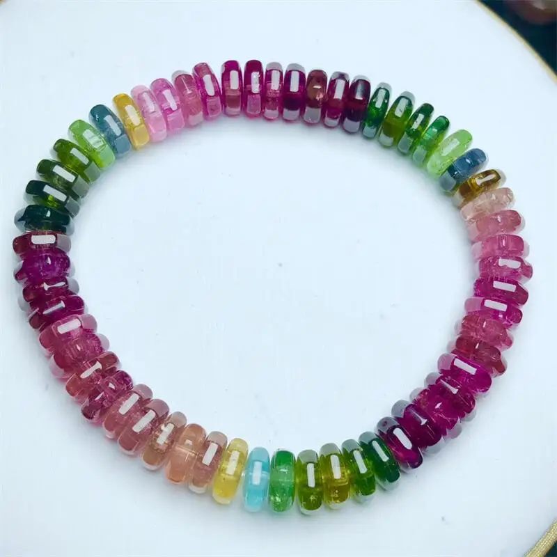 Natural Tourmaline Facet Bracelet Women Charms Yoga Meditation Amulet Strand Bangles Vintage Jewelry Gift 1pcs 8/10MM