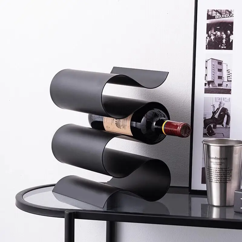 Nordic Modern Creative Bar Abstract Red Wine Rack Decoration Light Luxury Simple Living Room Household Wine Cabinet Display Rack