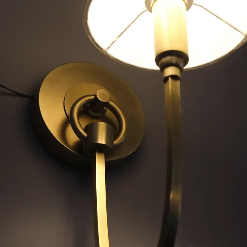 Antique Brass Lamp Wholesale Corridor Sitting Room Background Wall Lights for Guestroom Living Room Glass