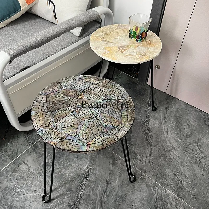 Nordic light luxury shell coffee table modern simple creative balcony coffee table round table