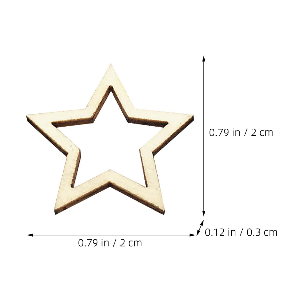 100Pcs Star Wooden Slices Blank Unfinished Wood Pieces DIY Craft Decor Valentine Wedding Home Study Office Embellishments
