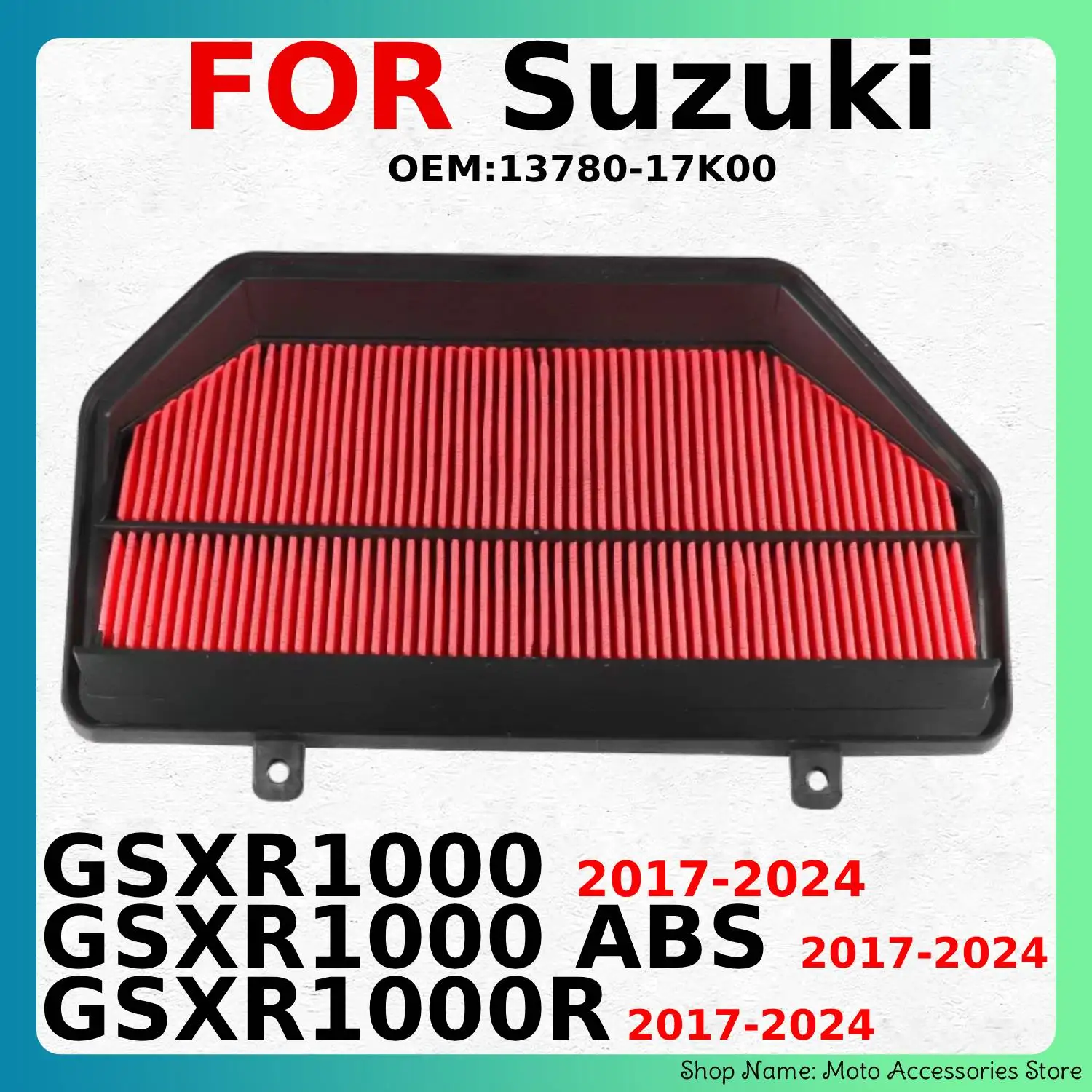 Cartouche de remplacement du filtre d'air du moteur de moto pour la série Suzuki GSXR1000 2017-2024 Optimise l'efficacité de la combustion