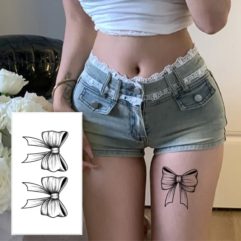 Ribbon Bow Thigh Temporary Tattoo Sticker Waterproof Fake Tattoo Body Art for Women