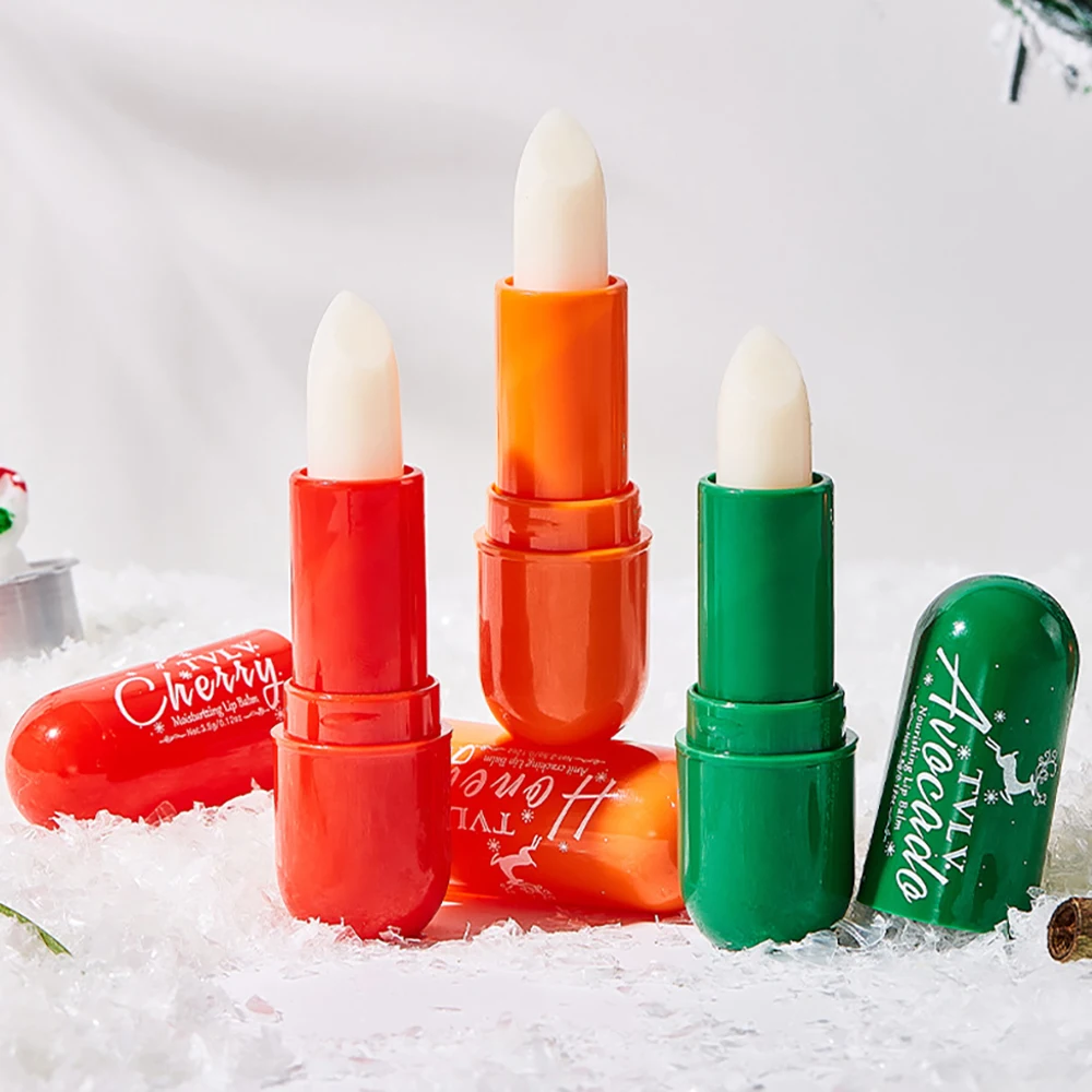 

Christmas Gift For Women's 3Pcs Lip Care Nourishing Moisturizing Anti Freezing Cracking Lip Balm Brighten Lipstick Skincare