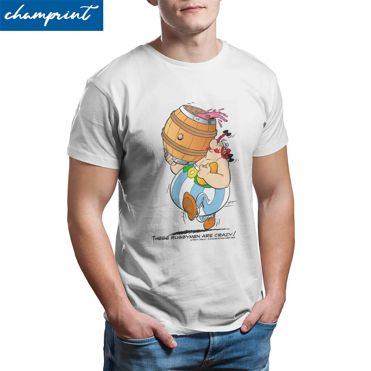 Funny Asterix And Obelix Men\'s T Shirt Anime Cartoon Crazy Tees Short Sleeve Round Collar T-Shirt Cotton Plus Size Clothes