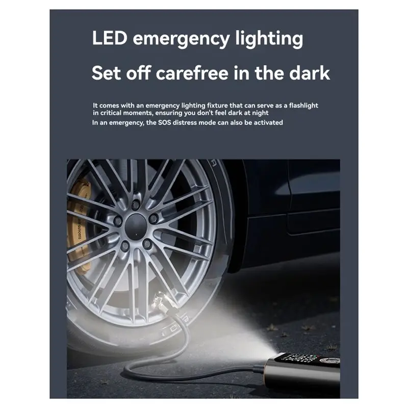 ABAG LED ضوء منفاخ لإطارات السيارة ضاغط هواء محمول 6X سريع التضخم إطارات مضخة هواء لاسلكية مع مقياس الضغط الرقمي