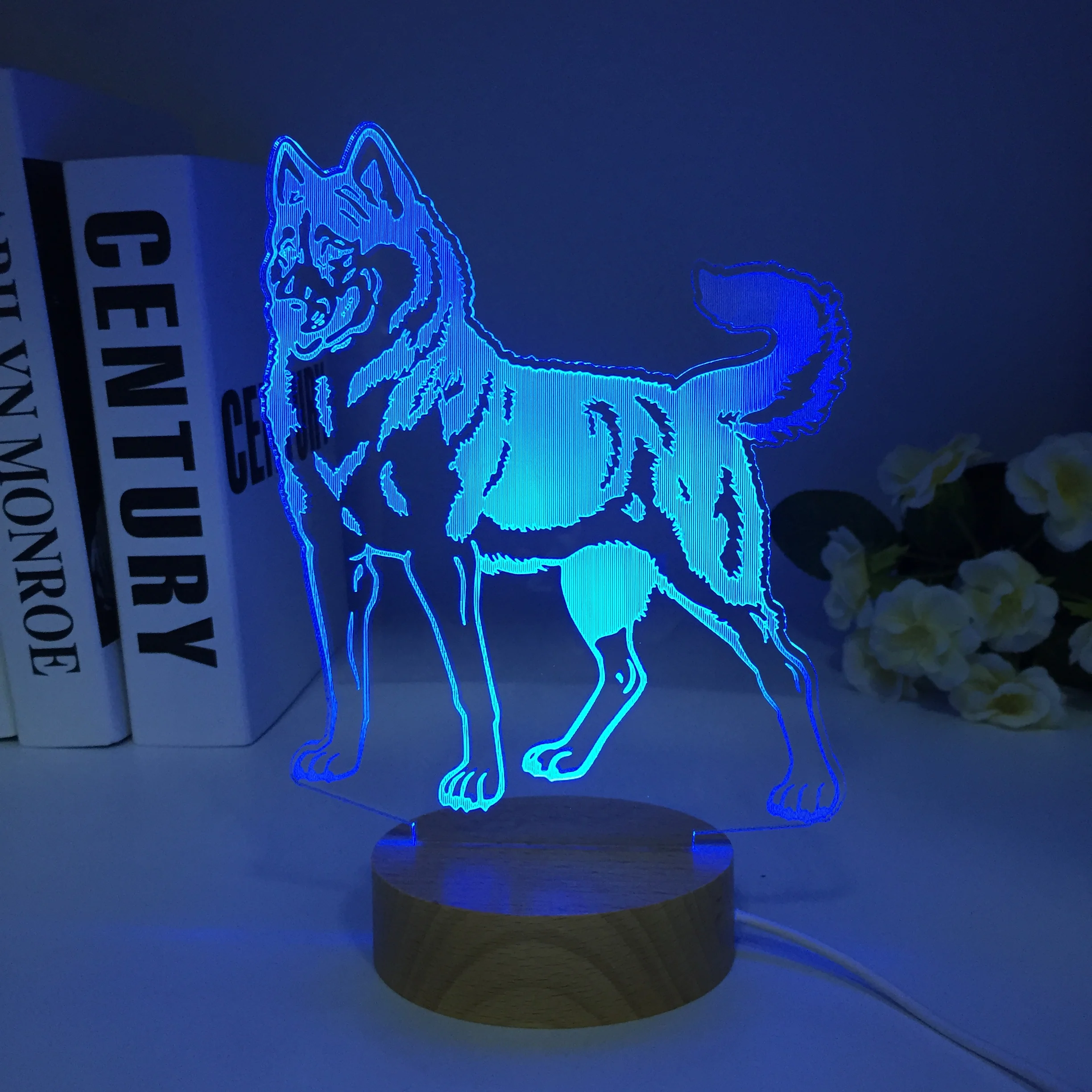 Wooden Bulldog Jack Russell Terrier Rottweiler Dobermann 3D Visual Illusion Lamp Kid Night Light Dog Style Lamp Dropshipping