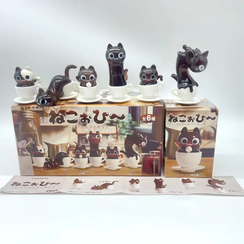 

In Stock Cat Cafe Coffee Styling Blind Box Transparent Funny Posture Action Figures Model Collection Toy Birthday Gift Toys