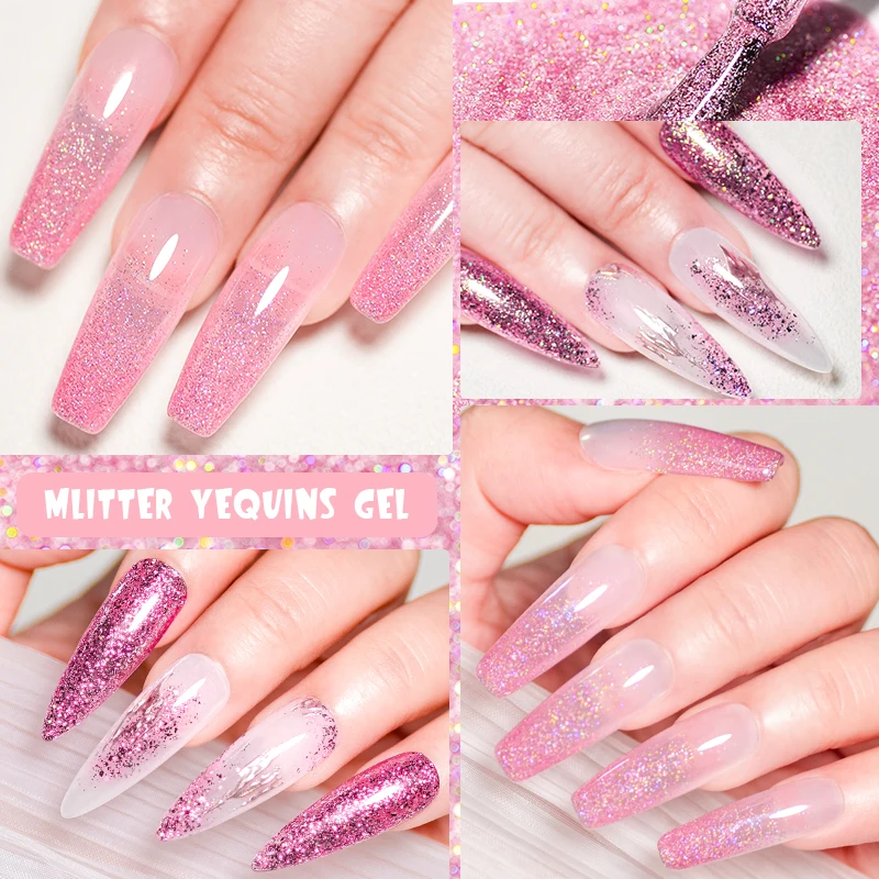 6PCS White Glitter Nail Polish Gel Set Popular Colors Autumn Semi Permanent Soak Off UV Nail Art Manicure Varnish Supplies Kit