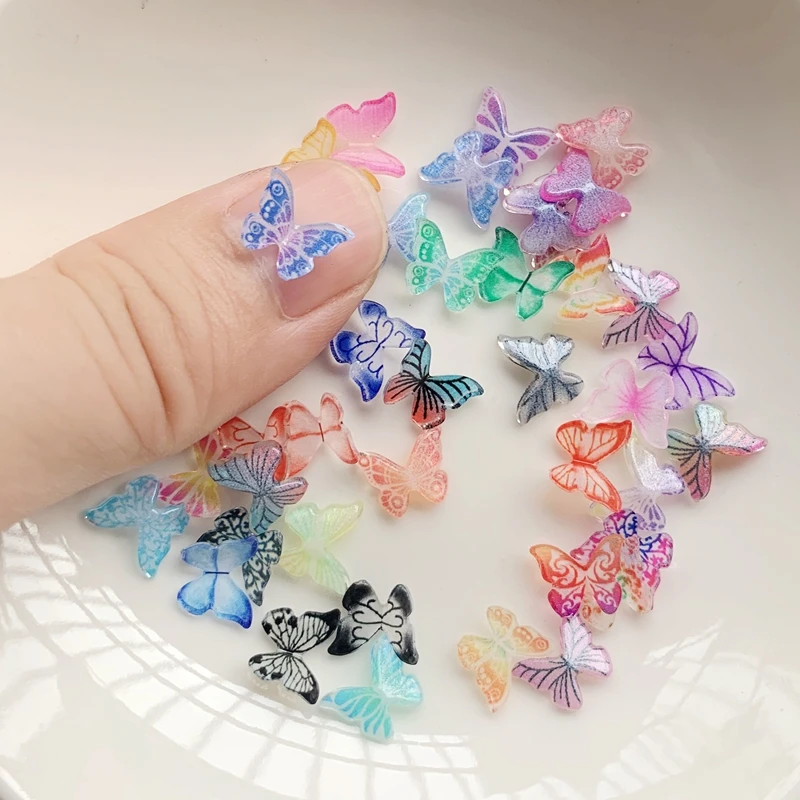 Mixed colors 3D butterfly DIY decorative accessories nail rhinestones crystal butterfly nail art decorations 30pcs/lot