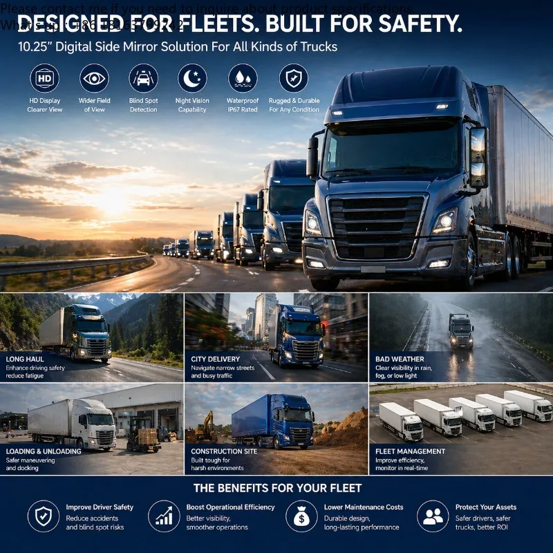 

Truck cam era mon itoring System CMS Digital Mirror Blind Spot Detection Commercial Vehicle Safety Vision System OEM Supplier
