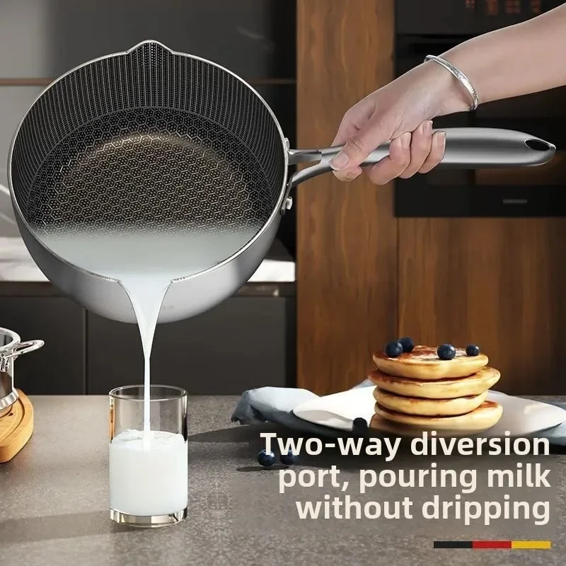 Thickened Milk Pot 316 Stainless Steel Honeycomb Non-stick Cooking and Frying Household Multi-functional Food Pot Small Saucepan