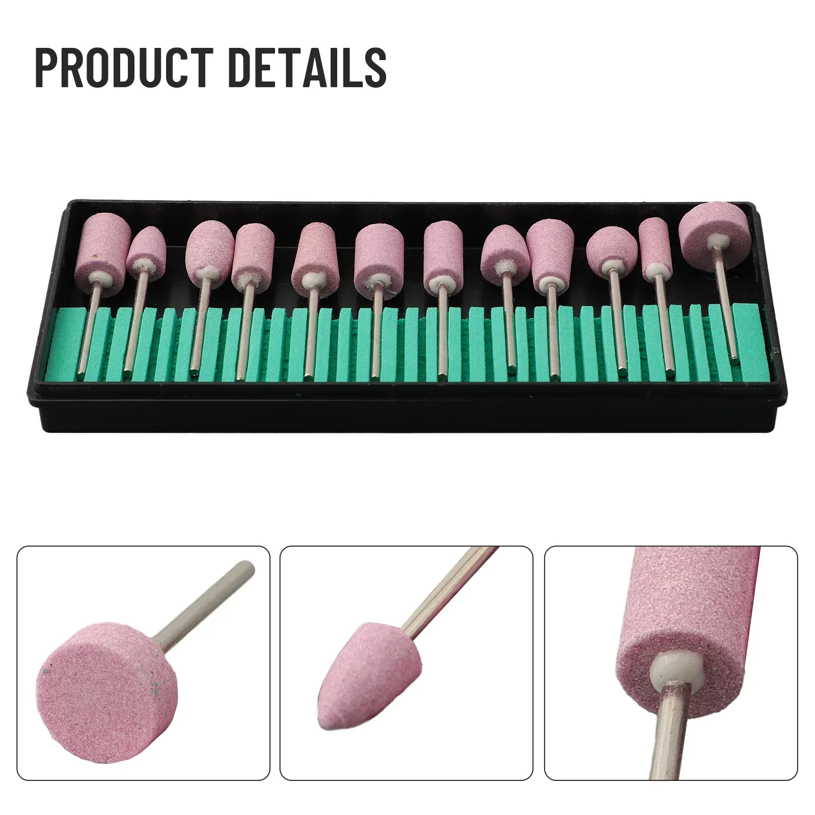 12Pcs Mini Grinding Head Polishing Rotary Tool Accessories 2.35mm Shank For DIY Jade Wood Metal Grinding Nail Drill Bit