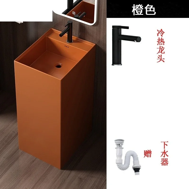 Face washing ceramic wash basin column basin integrated floor type wash basin vertical wash