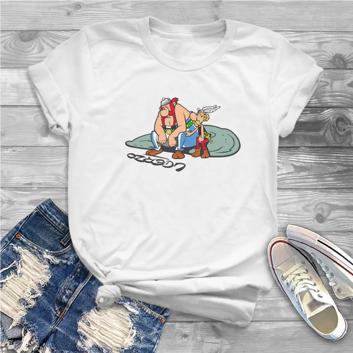 Asterix-le Gaulois Sad T Shirt Vintage Grunge Women's Tees O-Neck