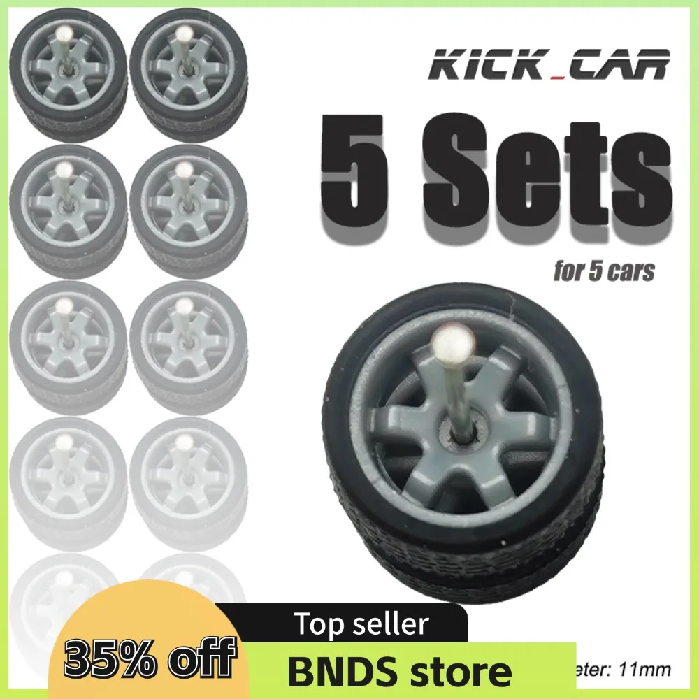 1/64 Wheels with Rubber Tires for 1:64 Toy Car Model Diecast Cars Miniature Parts Modified for Hotwheels (5 sets for 5 Cars)