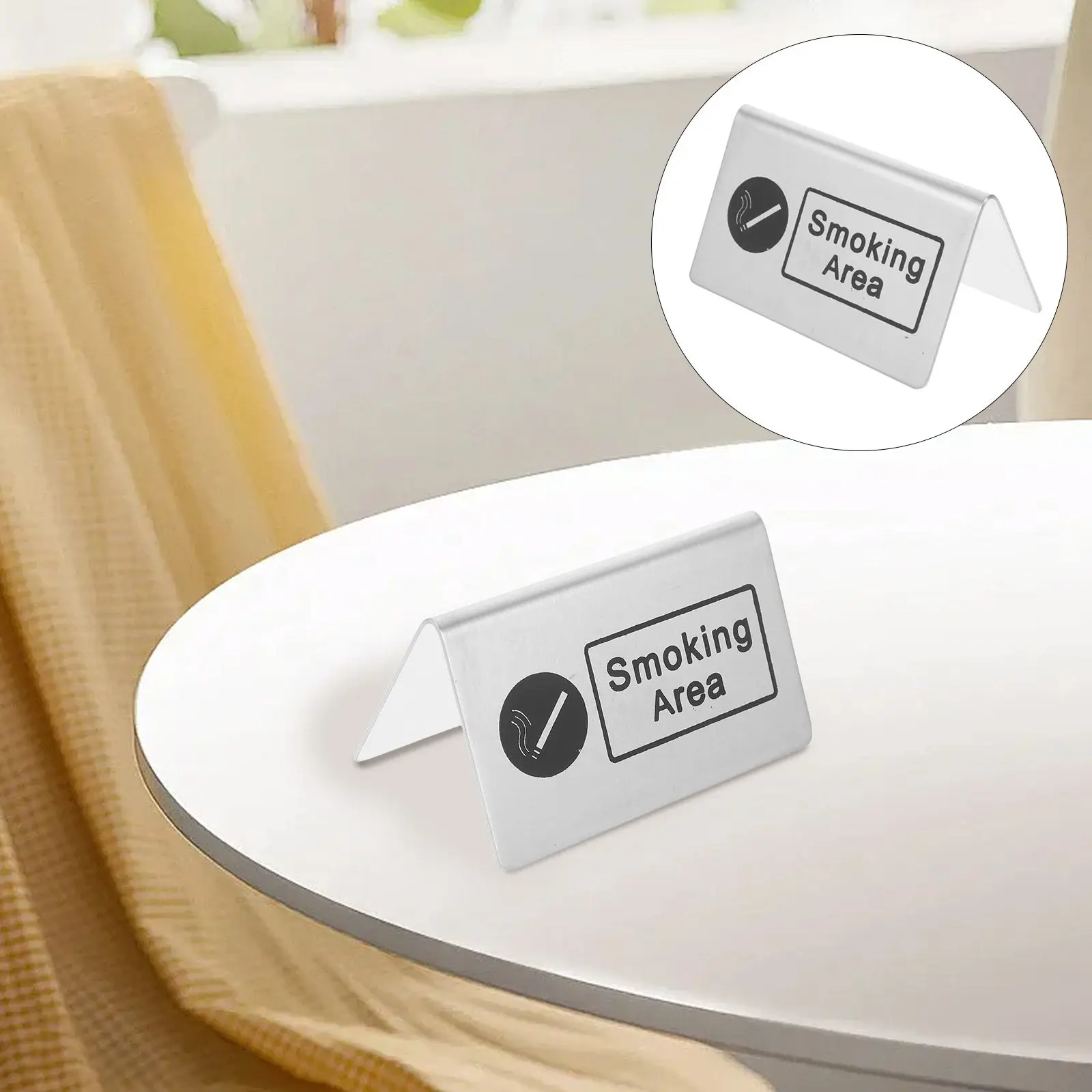 

Premium Stainless Steel Smoking Area Signboard Dual Sided Table Top Sign for Business Venues Restaurants Hotels Clear Visible